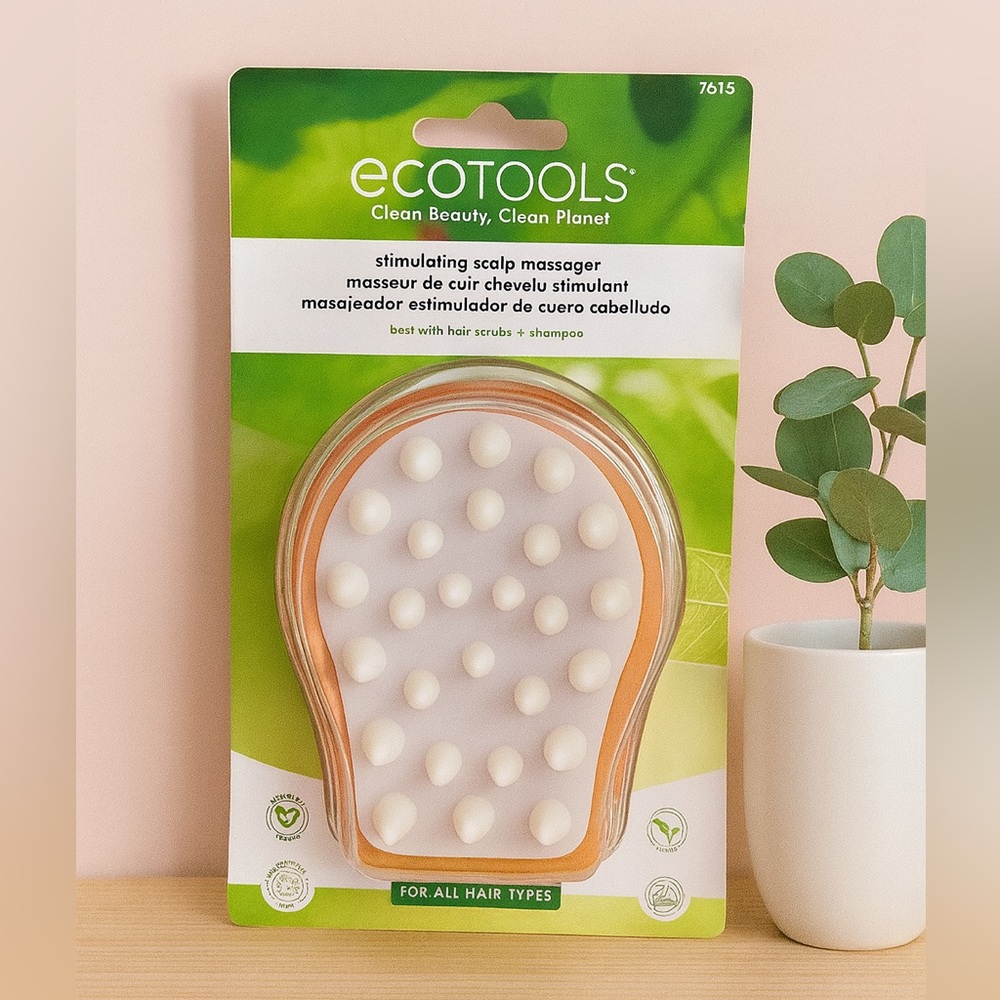 EcoTools Wooden Scalp Massager with White Bristles
